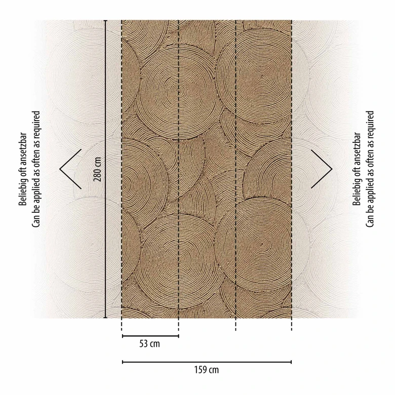 Icke-vävd tapet 3D cirklar beige brun matt utdragbar 1,59 x 2,80 m Icke-vävd tapet väggmålning 