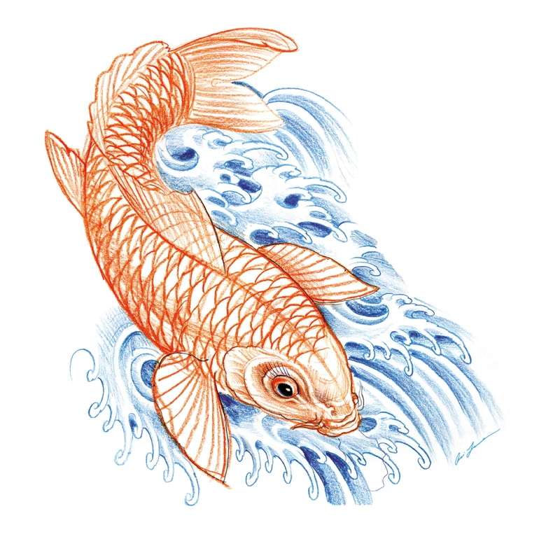 Wandtattoo Miami Ink Japanischer Koi 