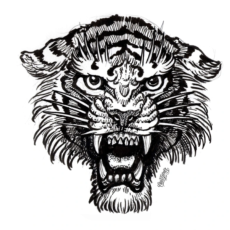 Wandtattoo Miami Ink Tiger s/w 