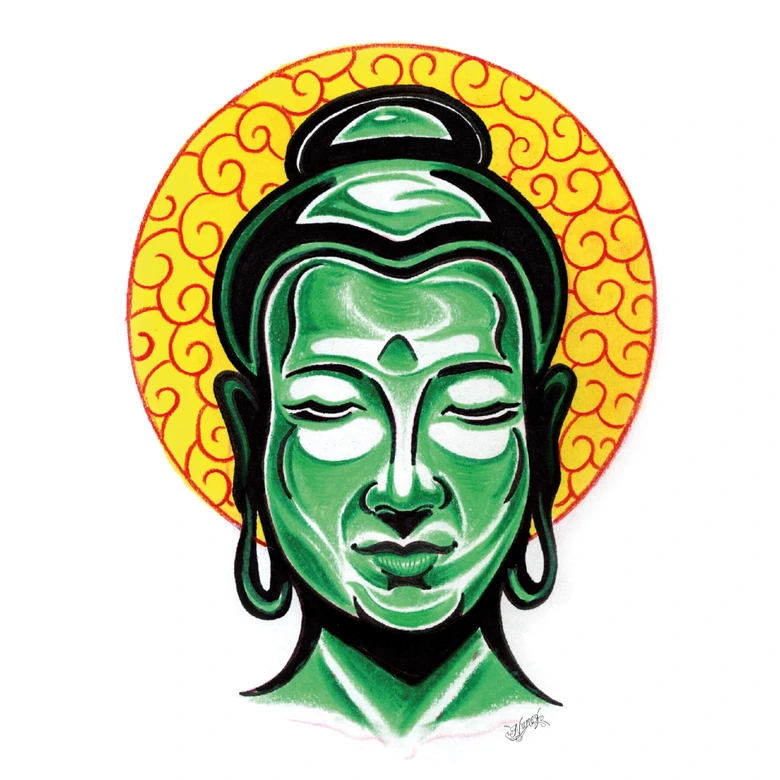 Wandtattoo Miami Ink Buddha Kopf 