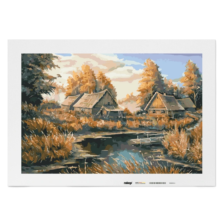 Malen nach Zahlen Leinwandbild - Landschaft am Fluss  