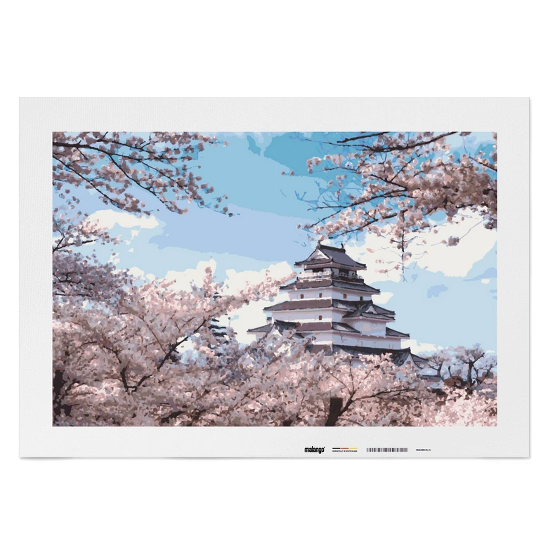 Malen nach Zahlen Leinwandbild - Landschaft Tempel der Sakura  