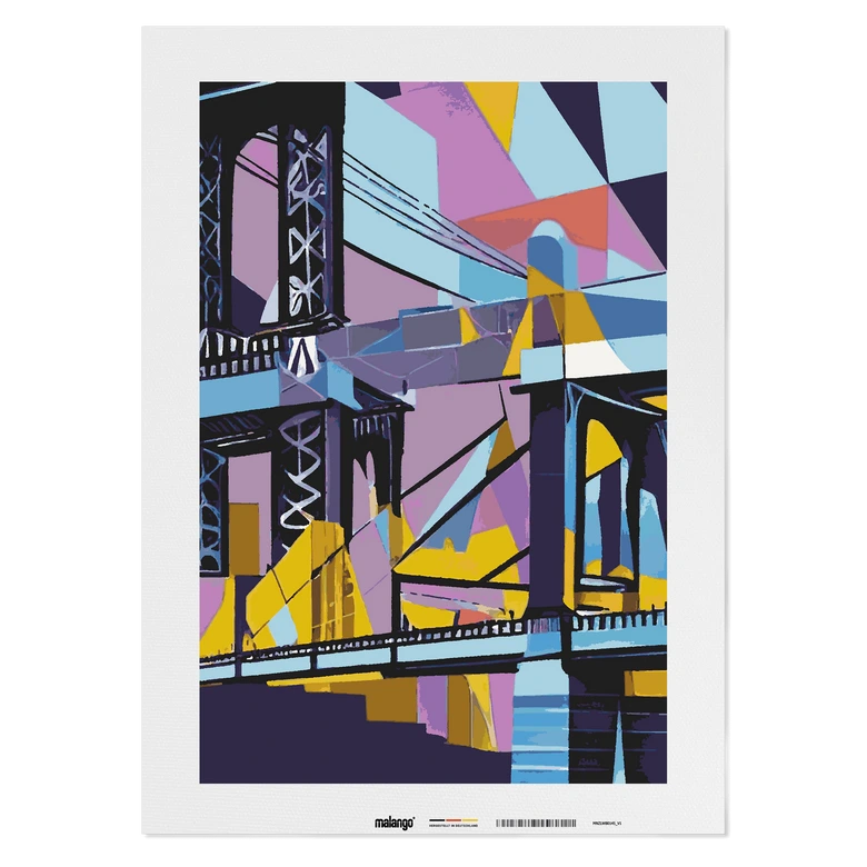 Malen nach Zahlen Leinwandbild - New York Manhatten Bridge abstrakt  