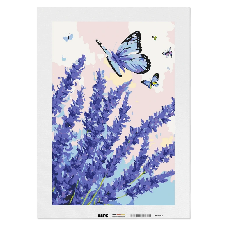 Malen nach Zahlen Leinwandbild - Schmetterlinge am Lavendel  