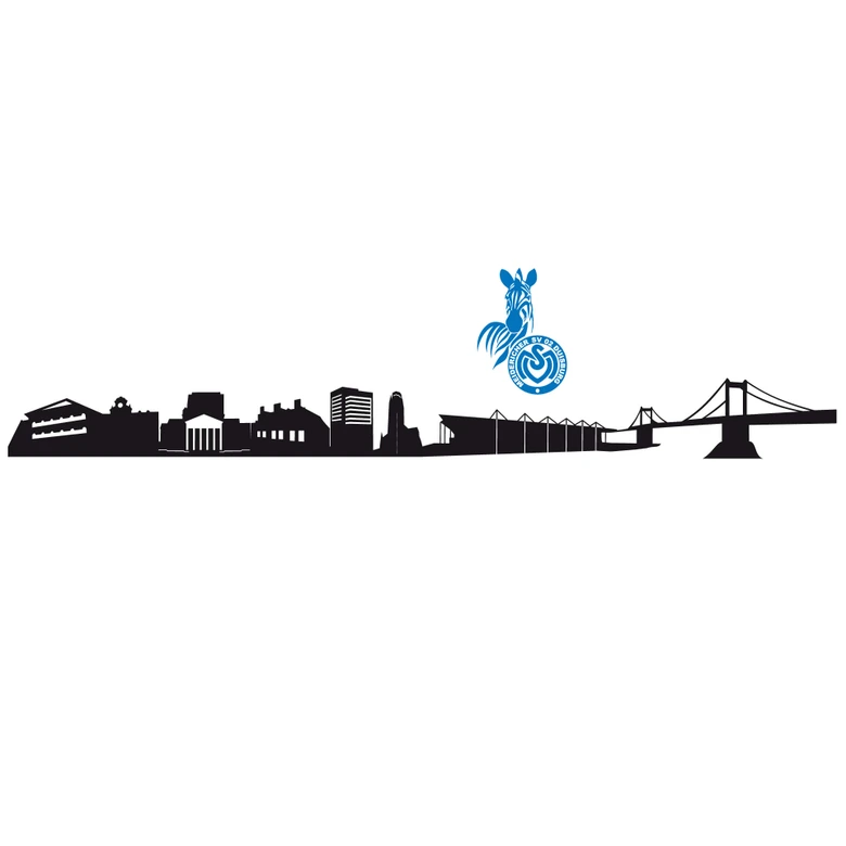 Wandtattoo MSV Duisburg Skyline mit Logo farbig 