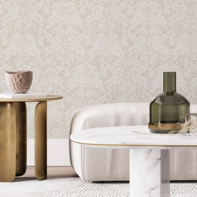 Blumen Mustertapete Blüten Ivory in Barock-Optik - Bloomery Decor 