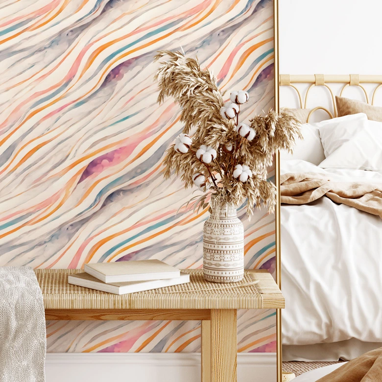 Mustertapete Abstrakte bunte Wellen - Treechild 