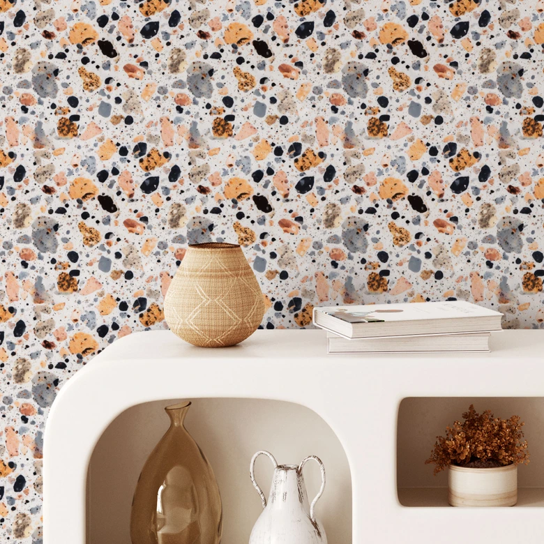 Mustertapete Bunte Terrazzo Steine - Treechild 