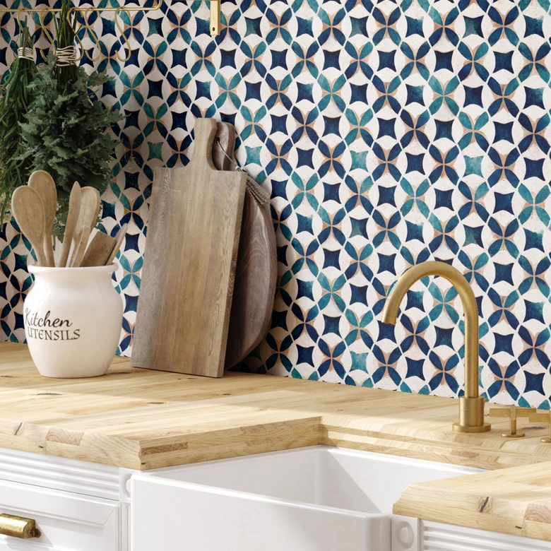 Mustertapete Portugiesisches Muster - Azulejos - Treechild 