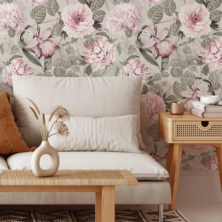 Tapet med mønster UN Designs - pastelblomster 