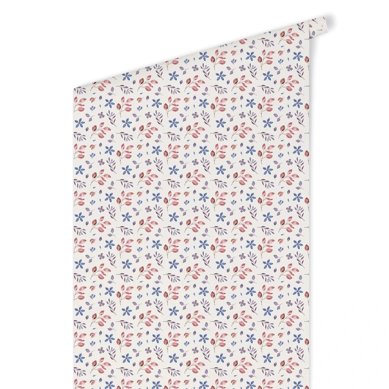 Mustertapete - Aquarell Blüten 01 - blau 