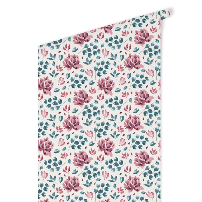 Mustertapete - Aquarell Blüten 03 - pink 