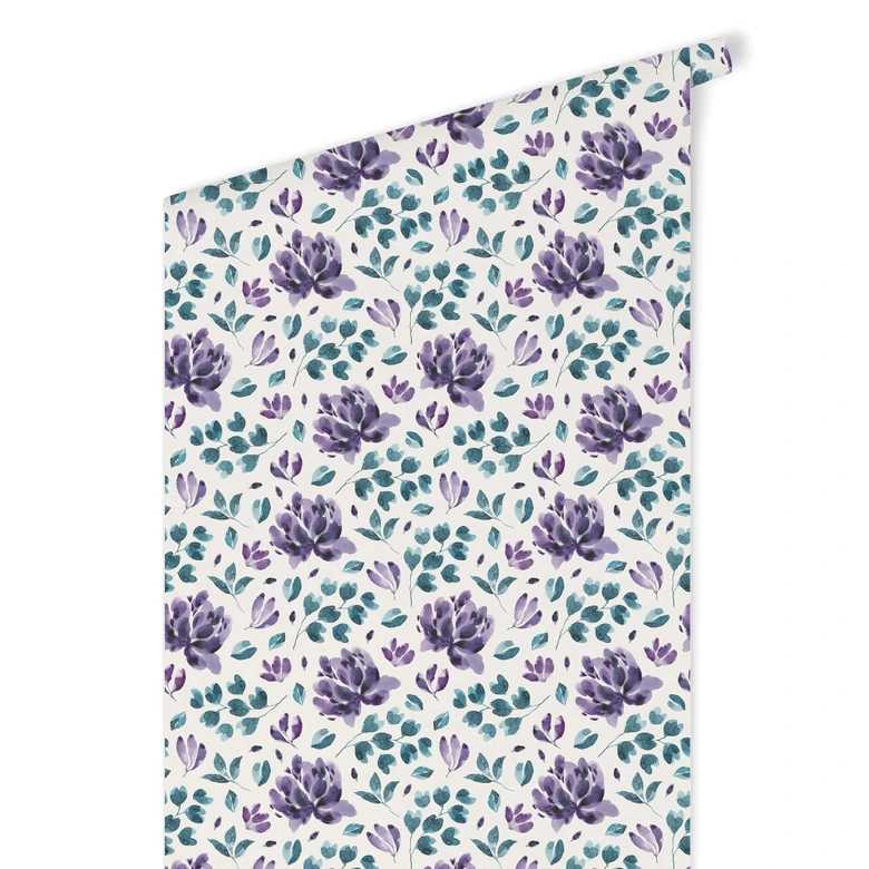 Mustertapete - Aquarell Blüten 03 - violett 