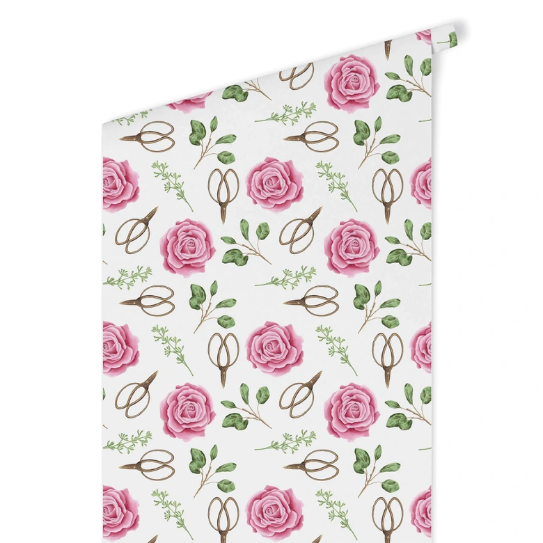 Mustertapete - Aquarell Blüten 04 - rosa 