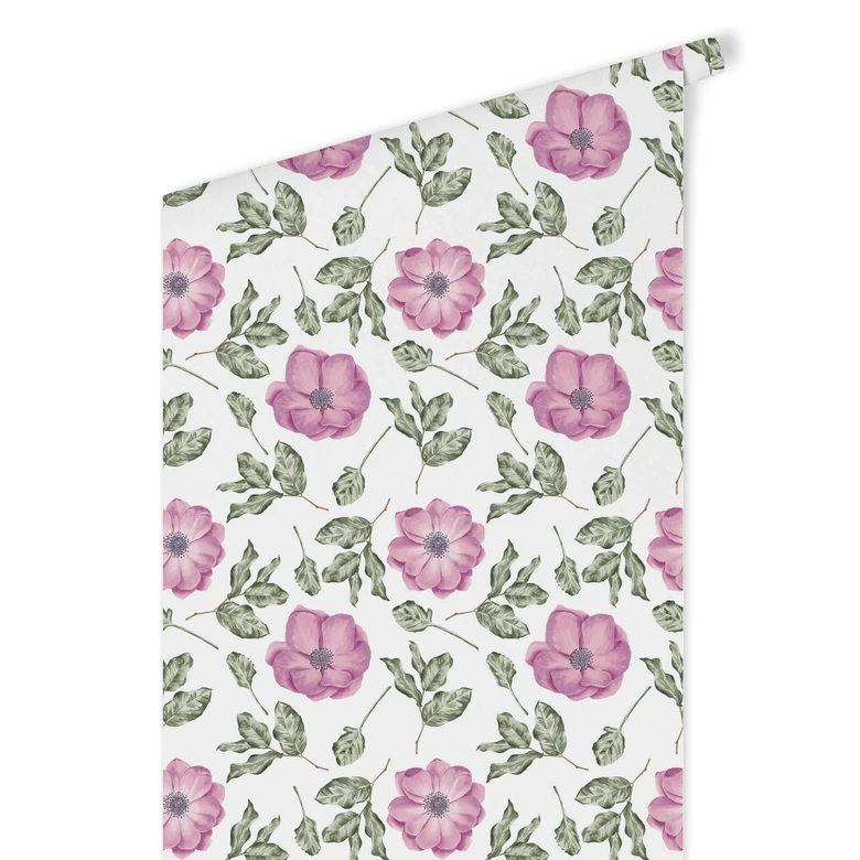 Mustertapete - Aquarell Blüten 05 - rosa 
