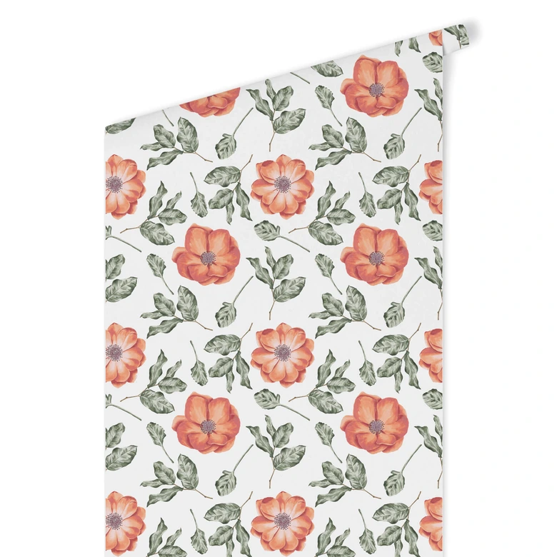 Mustertapete - Aquarell Blüten 05 - rot 