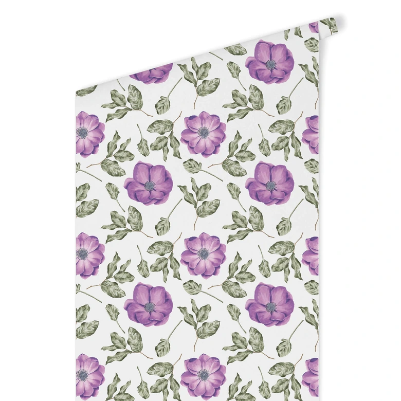 Mustertapete - Aquarell Blüten 05 - violett 