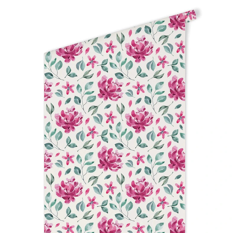 Mustertapete - Aquarell Blüten 02 - pink 