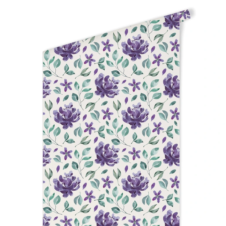 Mustertapete - Aquarell Blüten 02 - violett 