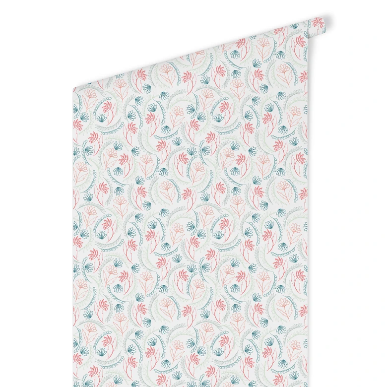 Mustertapete Graphic Flowers - Blumen rosa 