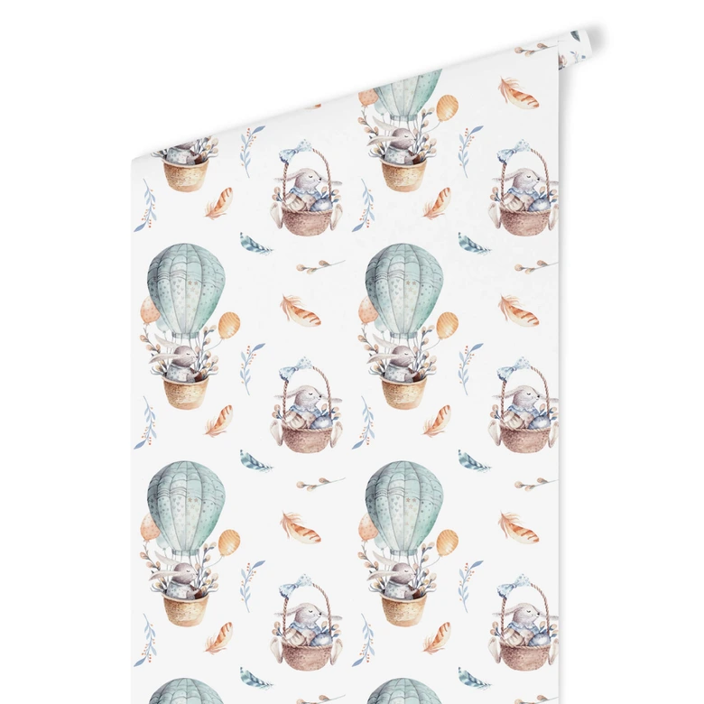 Patterned Wallpaper Kvilis - Bunny in a balloon 