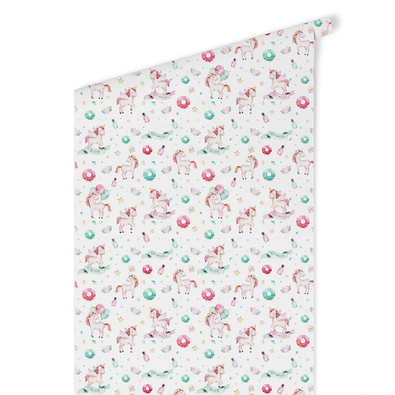 Mustertapete Kvilis - Sweet Unicorns - Donuts 