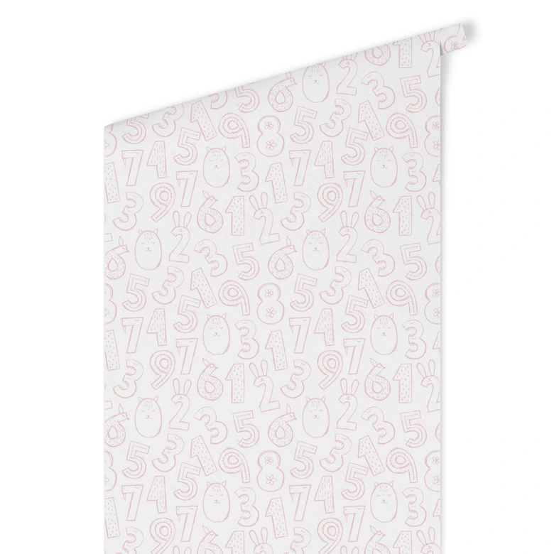 Mustertapete Zahlen 1x1 - rosa 