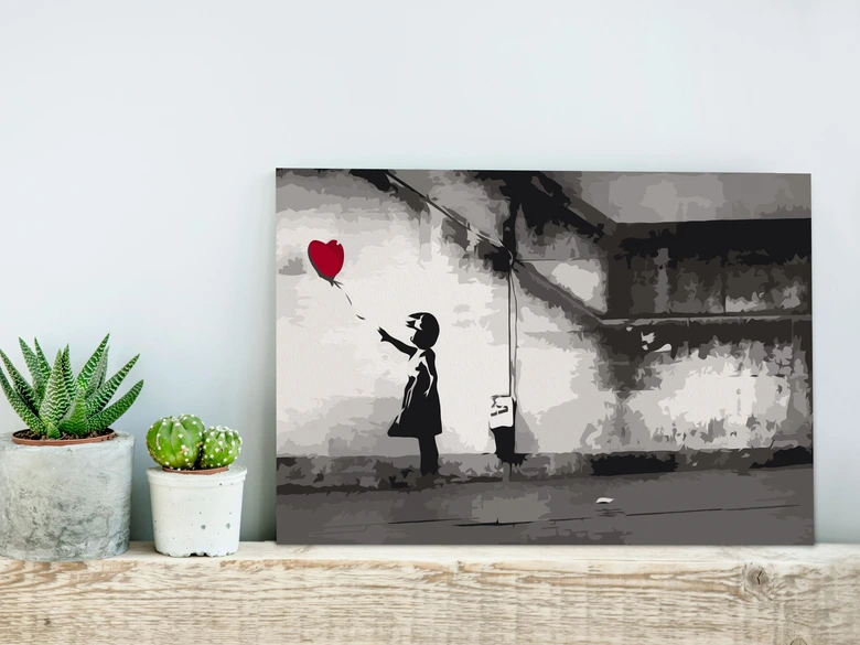 Canvas schilderij - Fleeting Love (Banksy) - 50x40 cm - met spieraam - opgespannen 