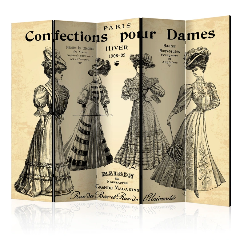 Paravent Séparation de pièce - Confections pour Dames "Paris Confections pour Dames", 3 pièces 
