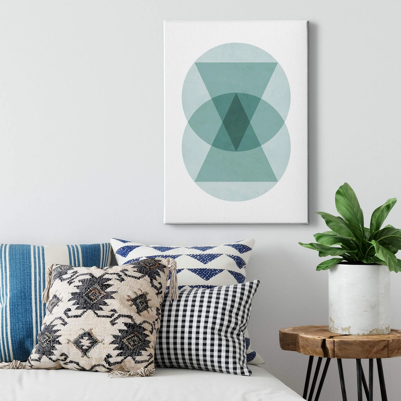 Leinwandbild Nouveauprints - Circles & triangles aqua 