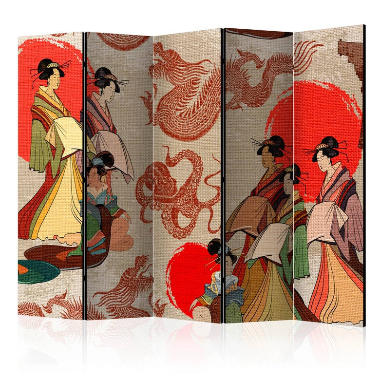 Paravent, Raumteiler freistehend, Trennwand - Wanderungen in Kyoto: Geisha 