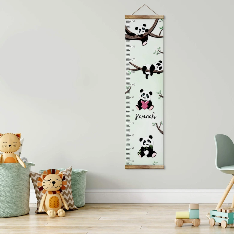 Textielposter Gepersonaliseerd Kvilis - Panda's - 30x120 cm 