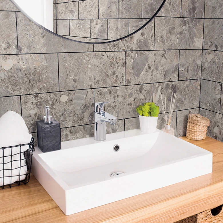 Self-adhesive film stone look, dark terrazzo - Furniture foil, kitchen splashback, bathroom foil, Tile sticker 