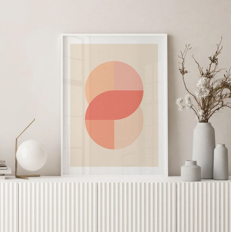 Póster Formas geométricas en naranja-rosa - 1X Studio 