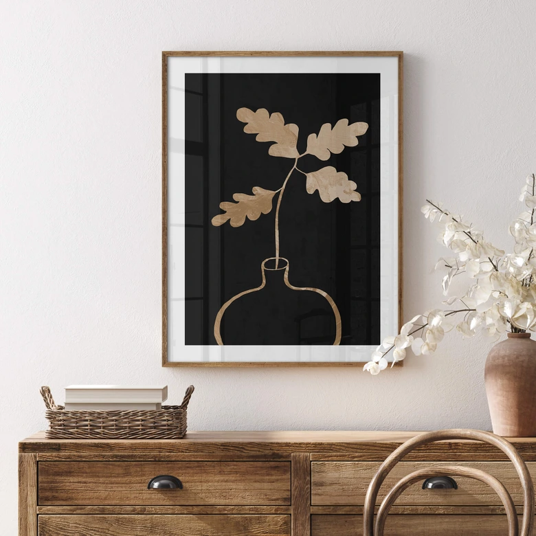 Poster 1X Studio - Goldene Eichenblätter in einer Vase 