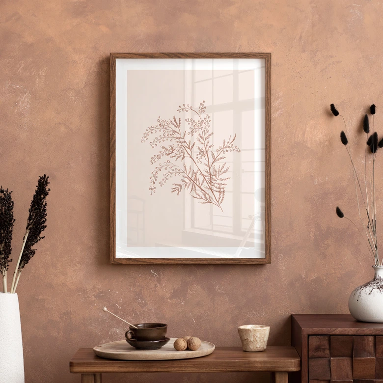 Poster Zweig der Akazie in Mokkafarben - Anis Illustration 