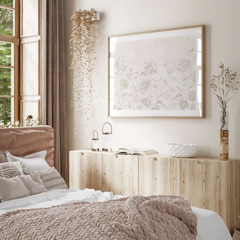 Flores Póster Flores silvestres en tiza mirada Greige - Bloomery Decor 