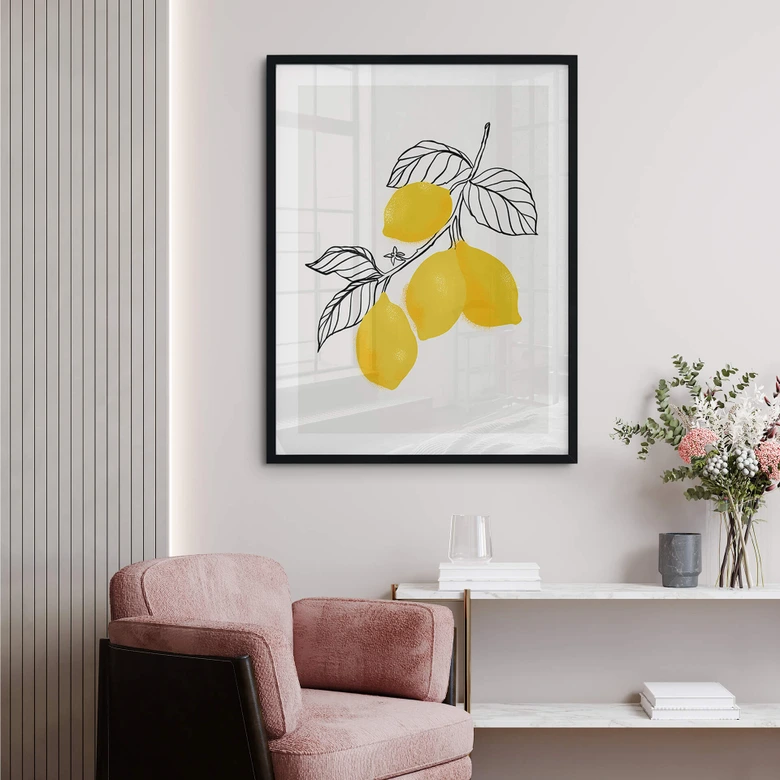 Poster Blursbyai - Illustration eines Zitronenzweiges 