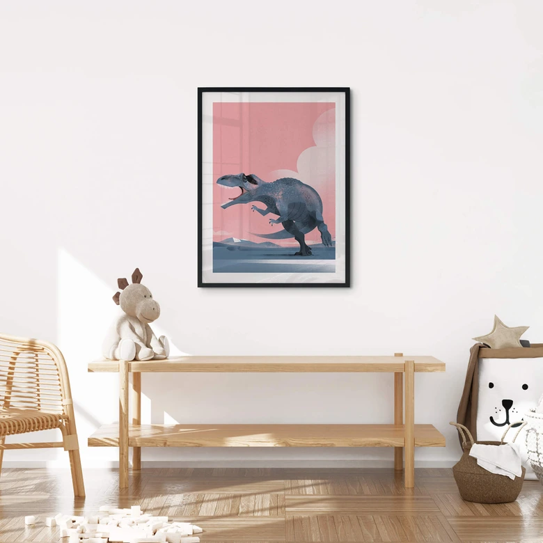 Poster Dinosaurier Giganotosaurus - Kinderposter - Braun 