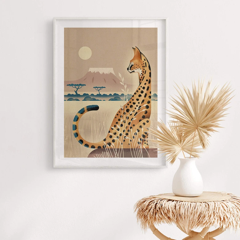 Poster Kinderposter Serval - Braun 