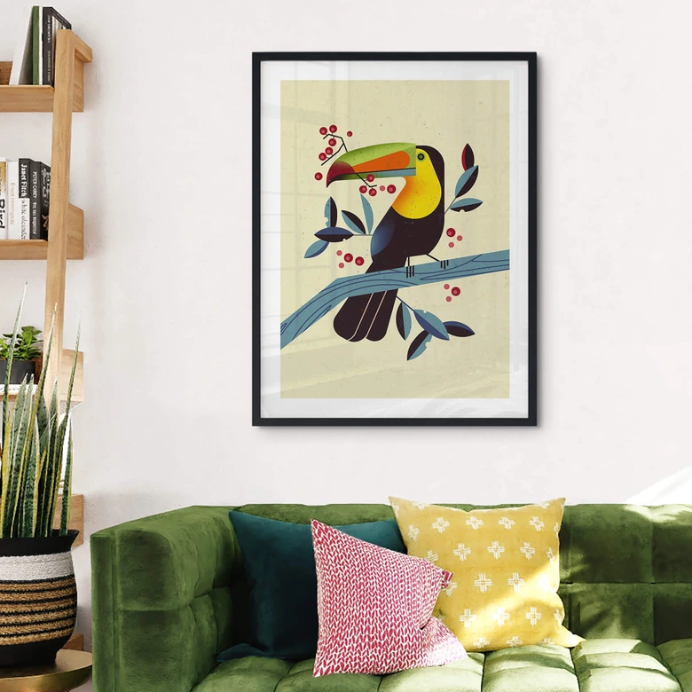 Poster Tropischer Vogel - Tukan - Braun 
