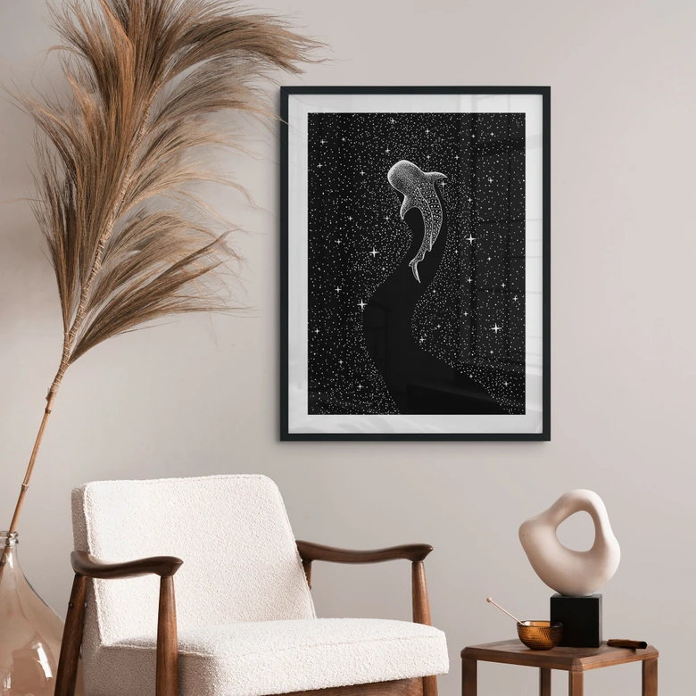 Póster Tiburón ballena en el océano de las estrellas - Cakir 