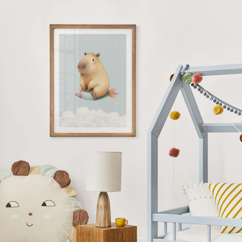 Poster enfant Capybara dans l'espace - Rêve d'étoile 
