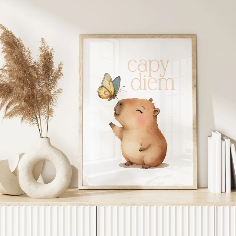 Poster för barnrummet - Lodjur med fjäril - Capy Diem 