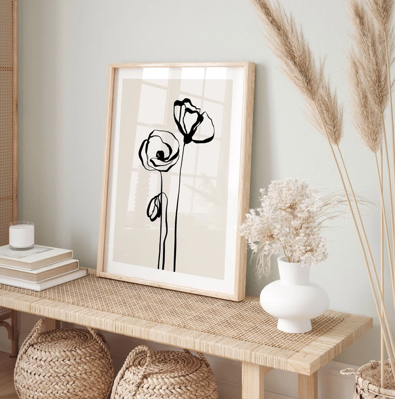 Poster Line Art Zwei Mohnblumen - Cats & Dotz 