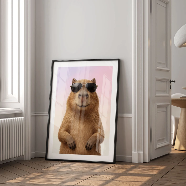 Poster Coole capibara met zonnebril 
