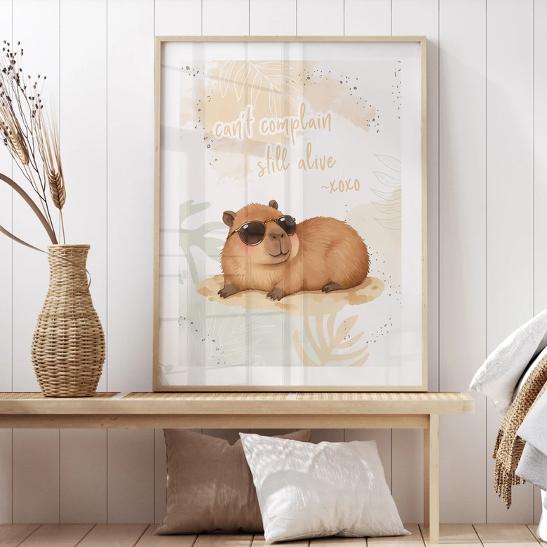 Poster Cool Capybara - Slogan Fortfarande vid liv 