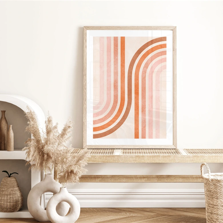 Poster Fließende Geometrie im Retro-Look | Abstrakte Linien - Costa 