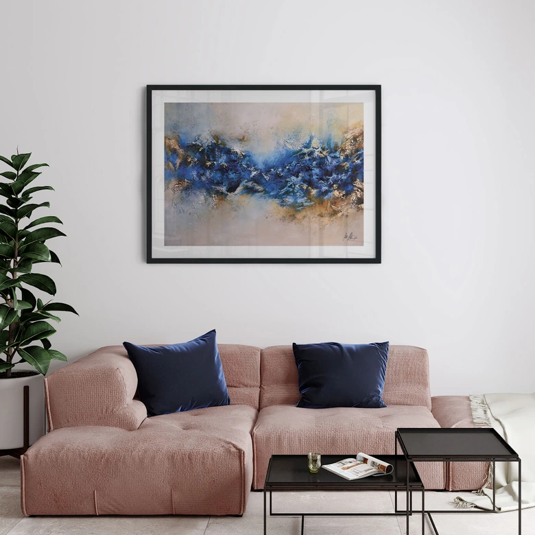 Poster Blau-goldene Interaktion - Fedrau 