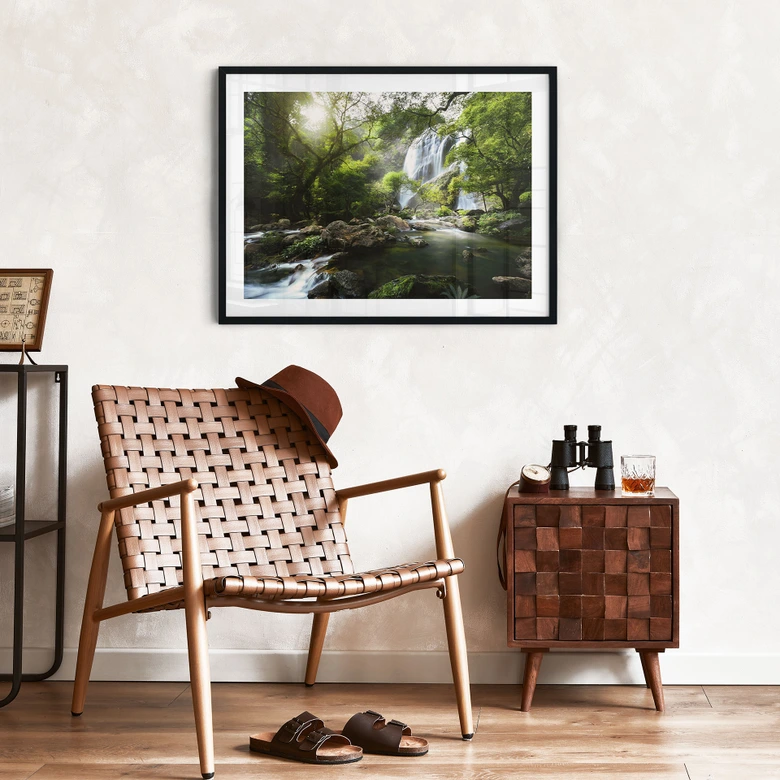 Poster Wasserfall im Wald - Naturfotografie - Foto 